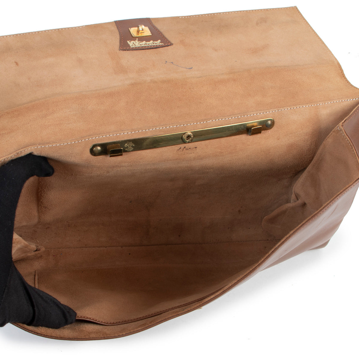 Delvaux Bruine Handtas met Bovenhandvat