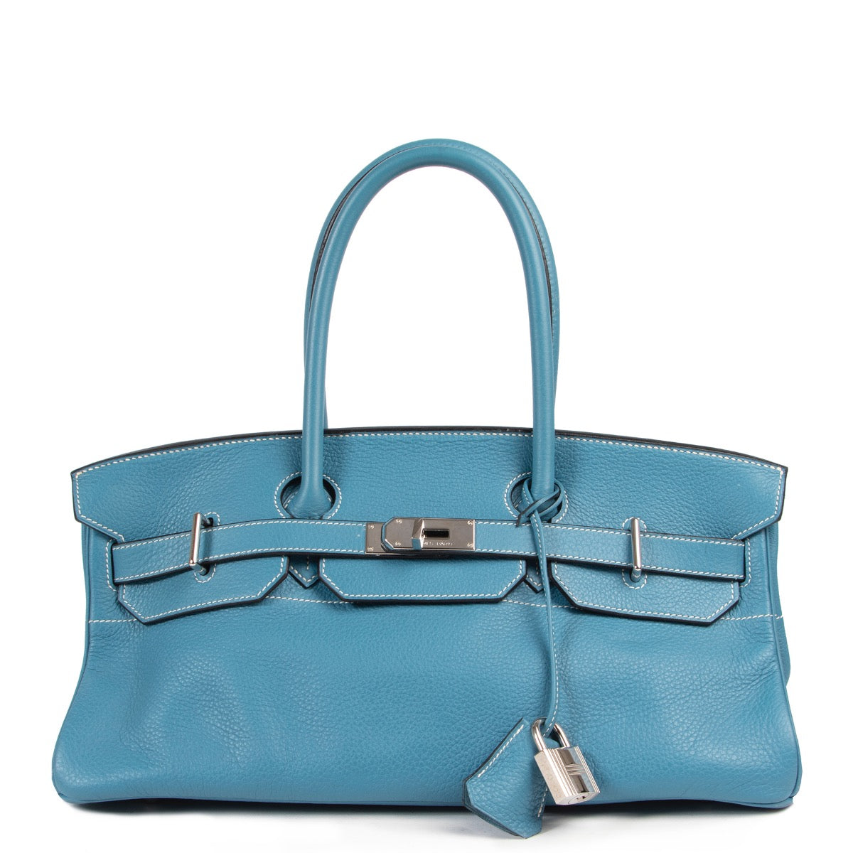 Shop safe online an authentic second hand Hermès Blue Jean Togo JPG Birkin PHW Shoulder Bag at the right price at labellov.Com.