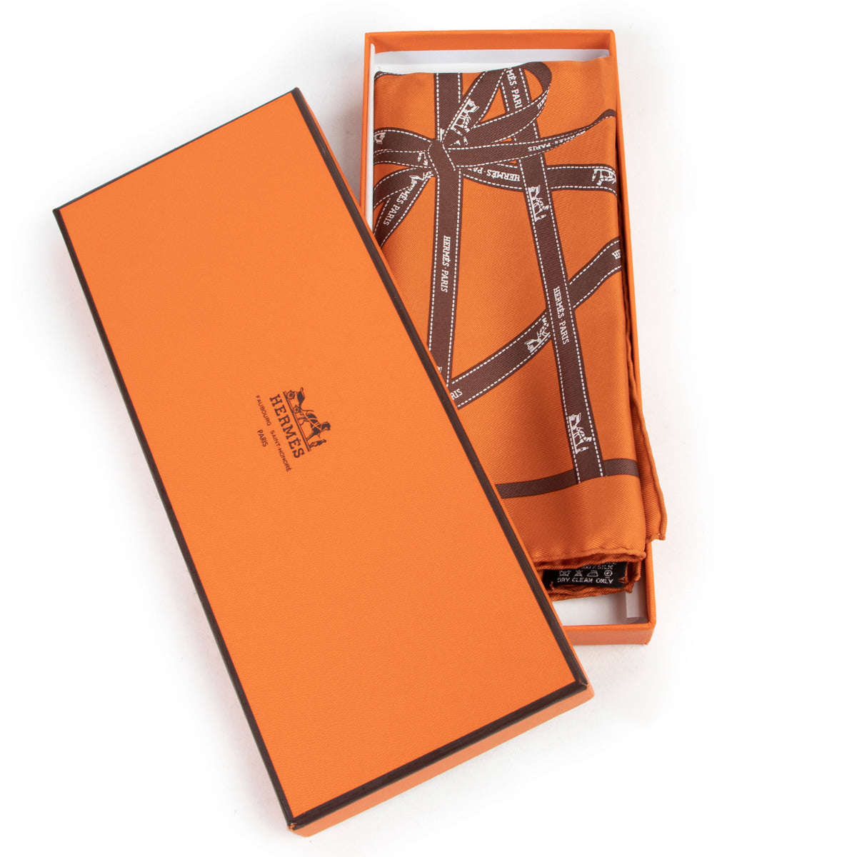 Hermès Orange Ribbon Pochette Scarf