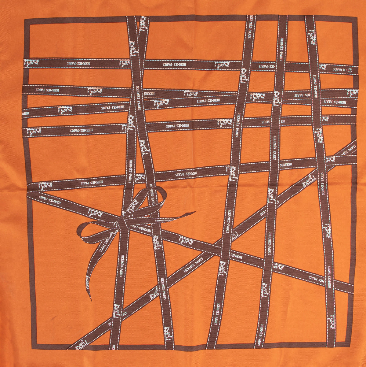 Hermès Orange Ribbon Pochette Scarf