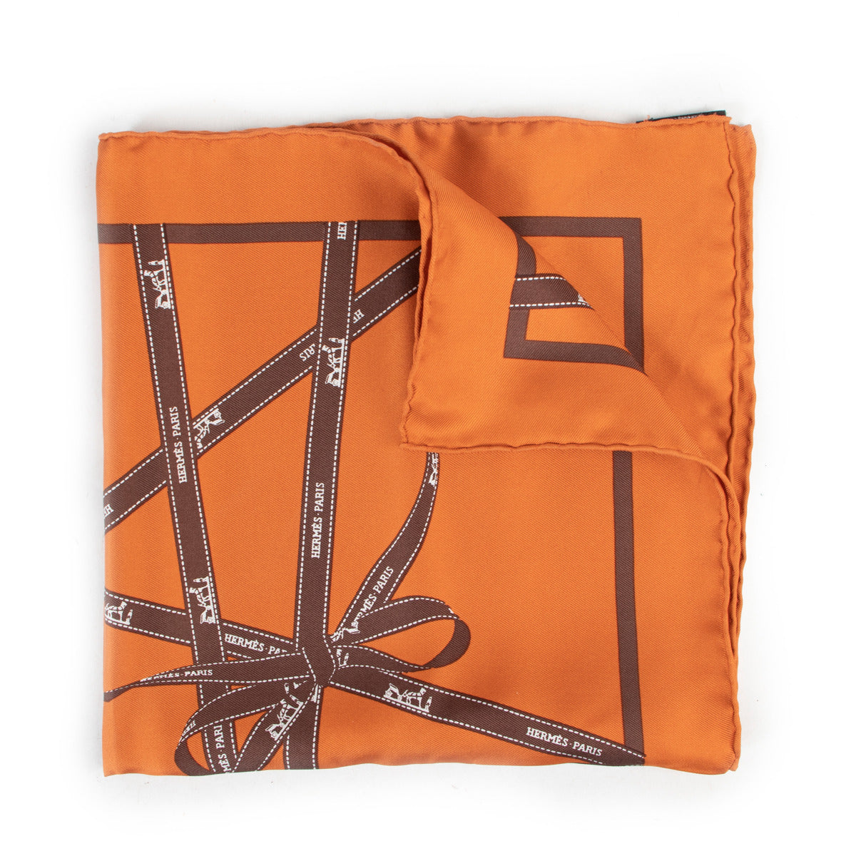 Hermès Orange Ribbon Pochette Scarf