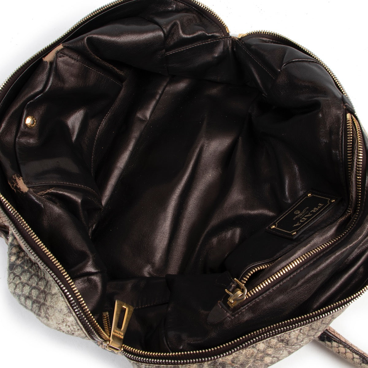 Shop safe online authentic second hand Prada Multicolor Snakeprint Top Handle Bag at the right price at Labellov.com.