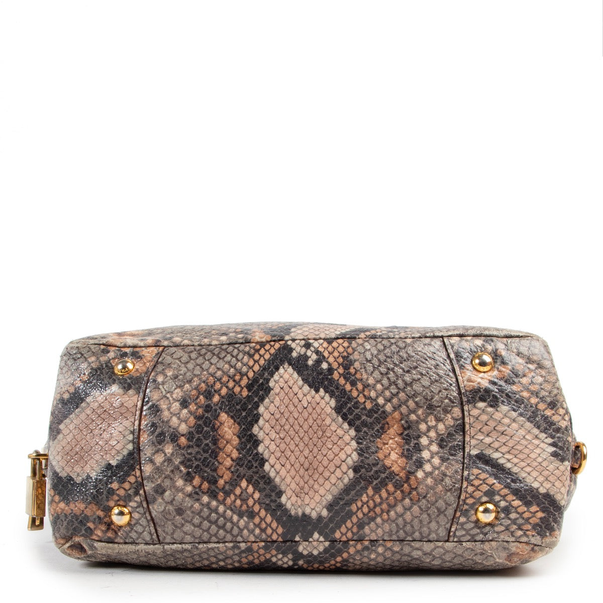 Shop safe online authentic second hand Prada Multicolor Snakeprint Top Handle Bag at the right price at Labellov.com.