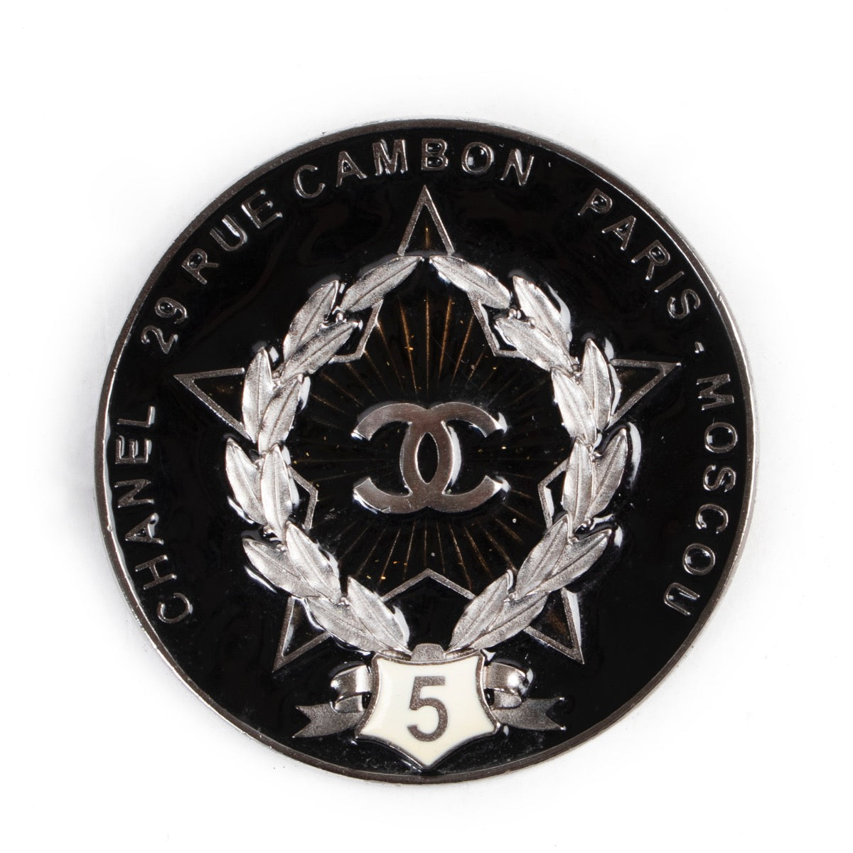 Shop safe online authentic second hand Chanel Black 29 Rue Cambon Brooch in very good condition and at the right price at Labellov.com.