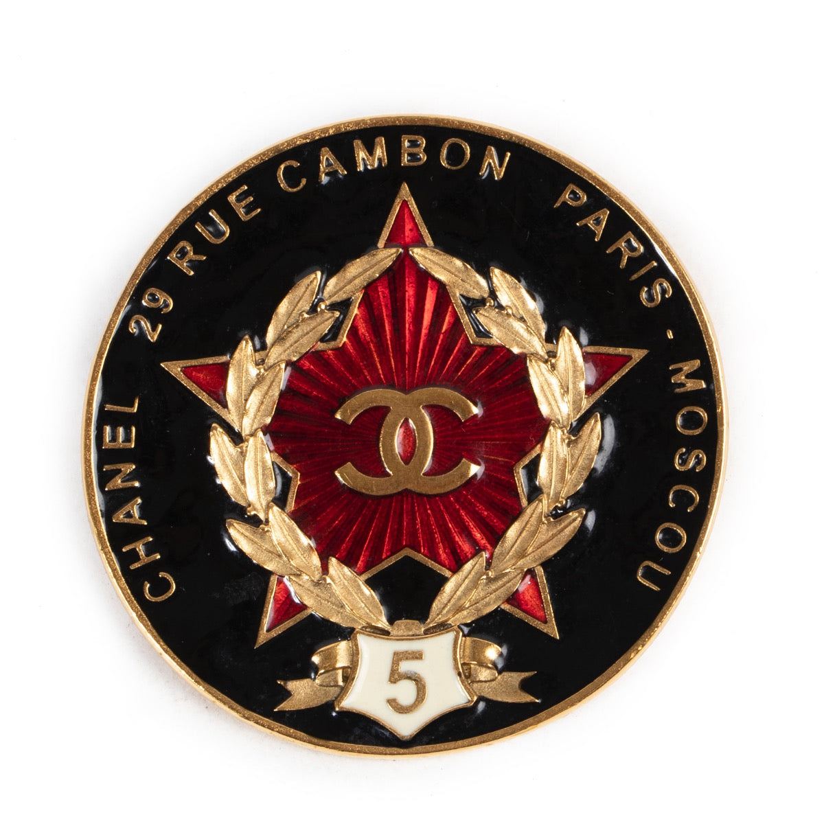 Shop safe online an authentic second hand Chanel Burgundy 29 Rue Cambon Brooch in very good condition and at the right price at Labellov.Com.