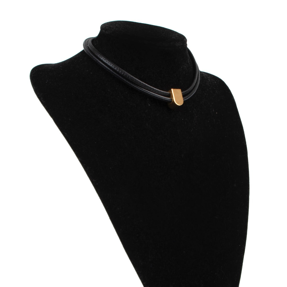 Delvaux Black Leather Necklace