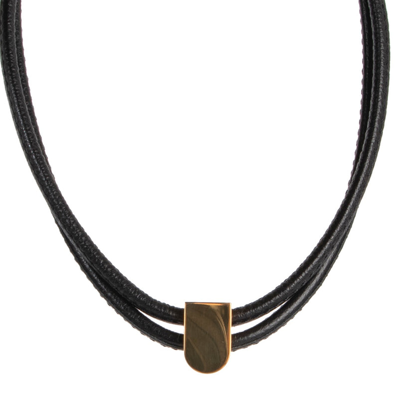 Delvaux Black Leather Necklace
