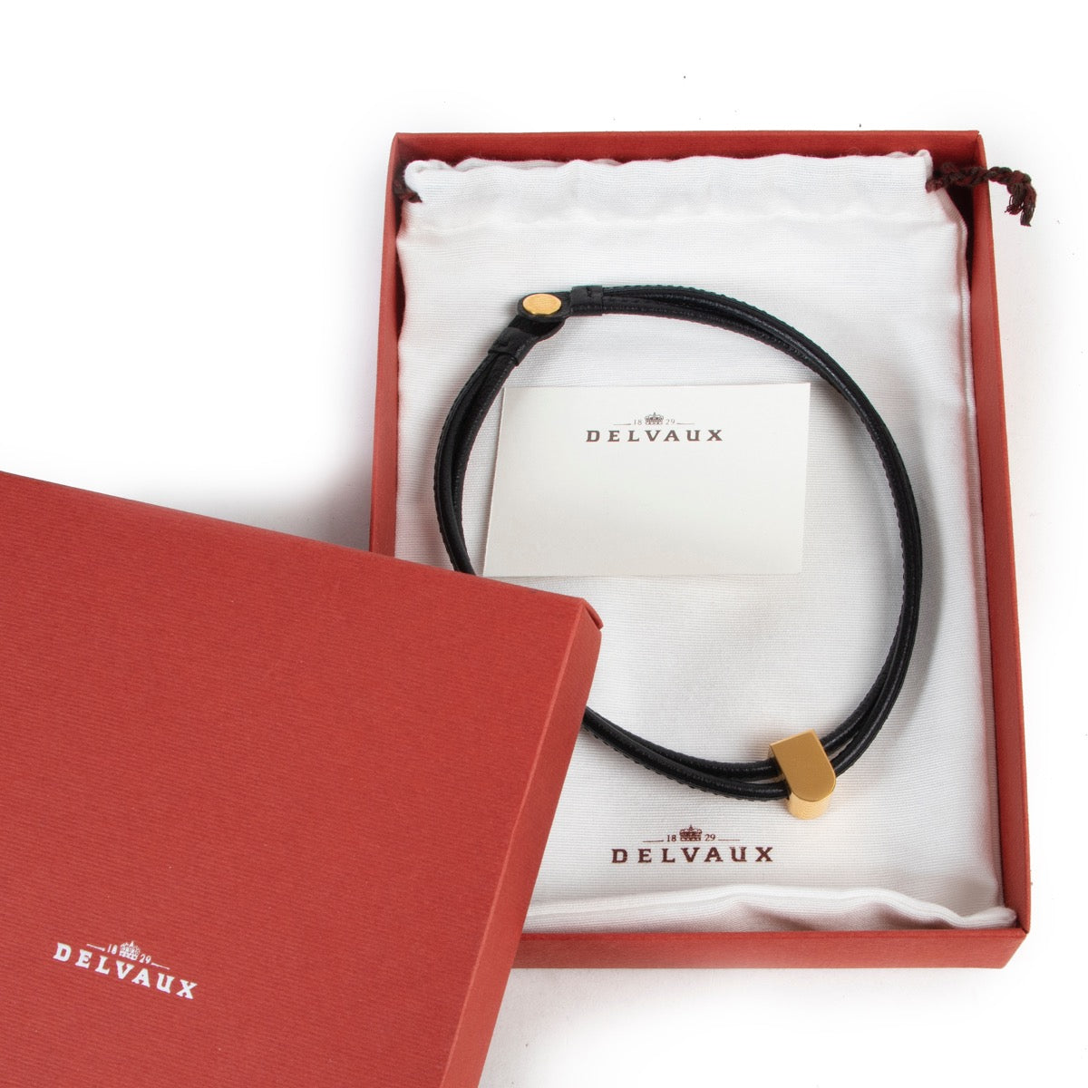 Delvaux Black Leather Necklace
