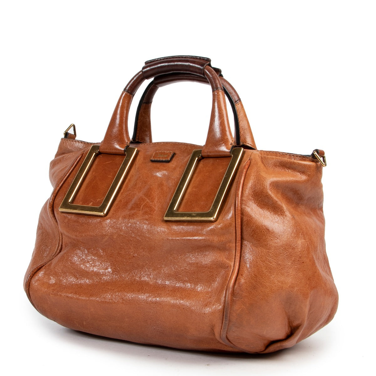 The Chloé Cognac Top handle bag in good condition at Labellov