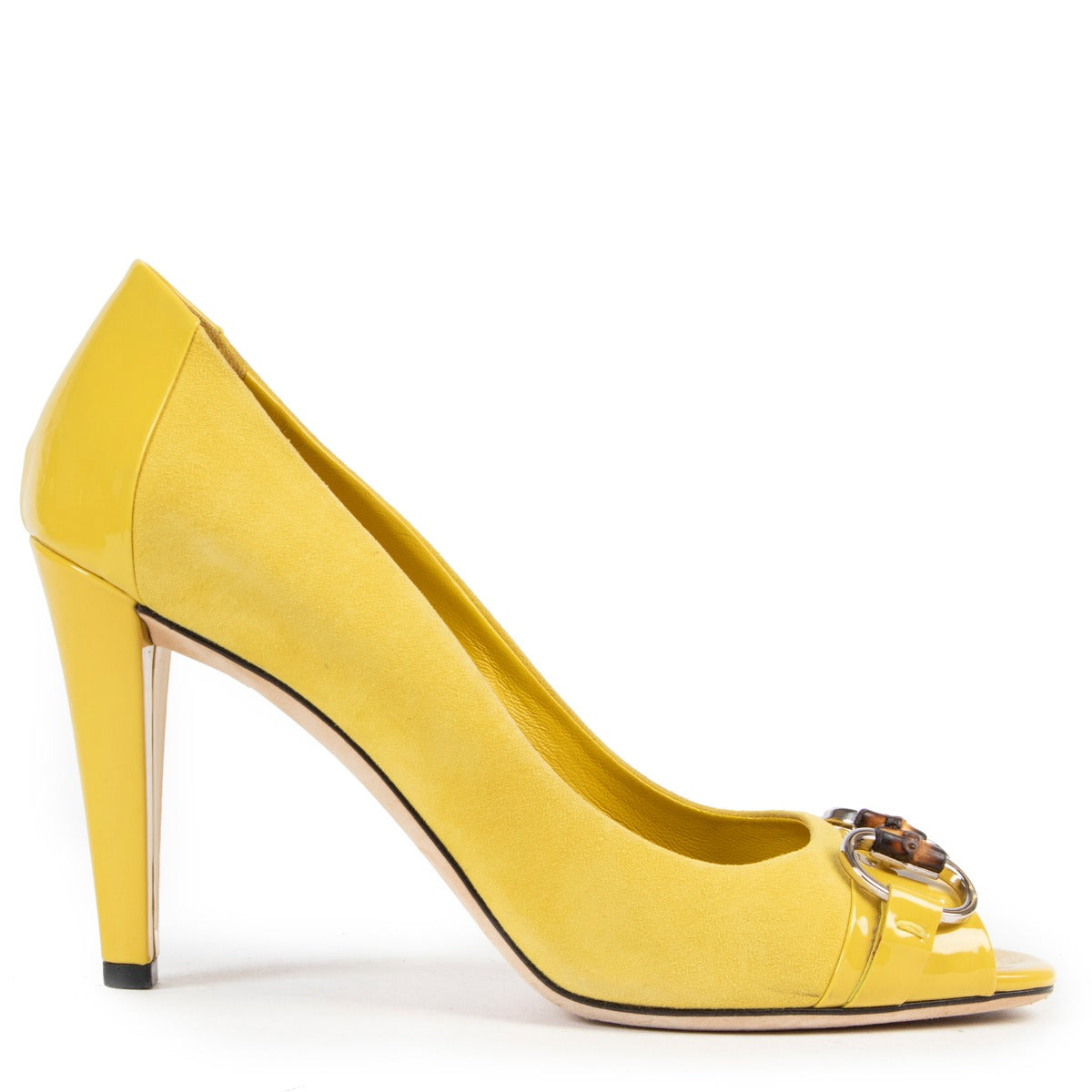 Gucci Yellow Suède Pumps available at Labellov online and in store