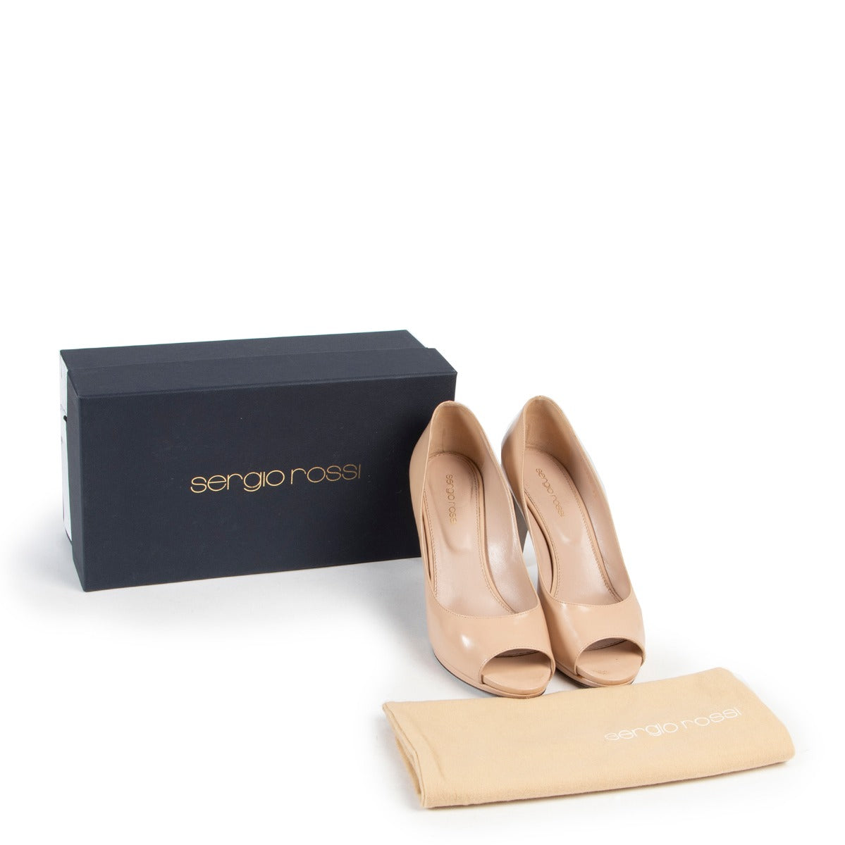 Sergio Rossi Nude Pumps with all the accessories at Labellov