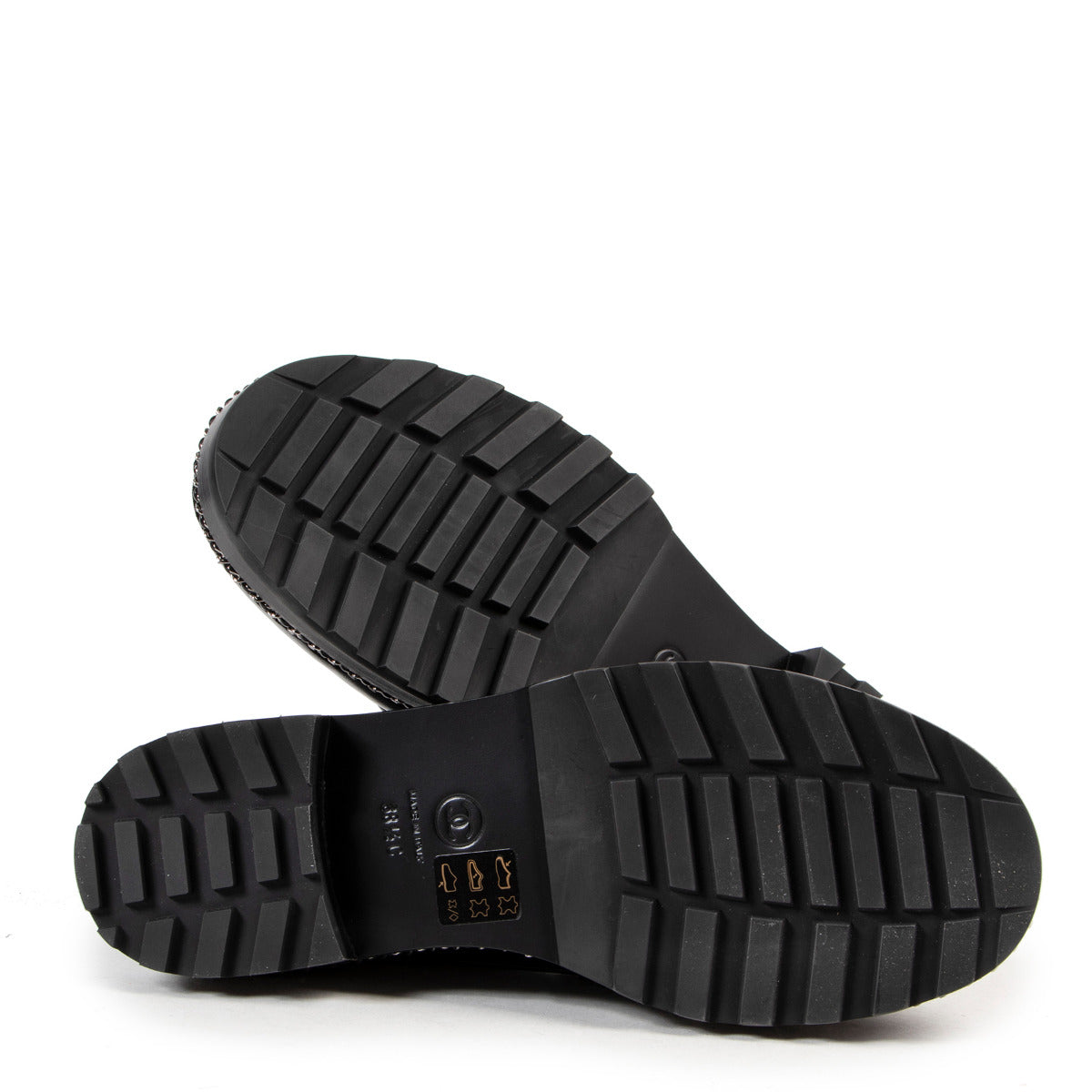 Chanel Leren Zwarte Ketting Loafers