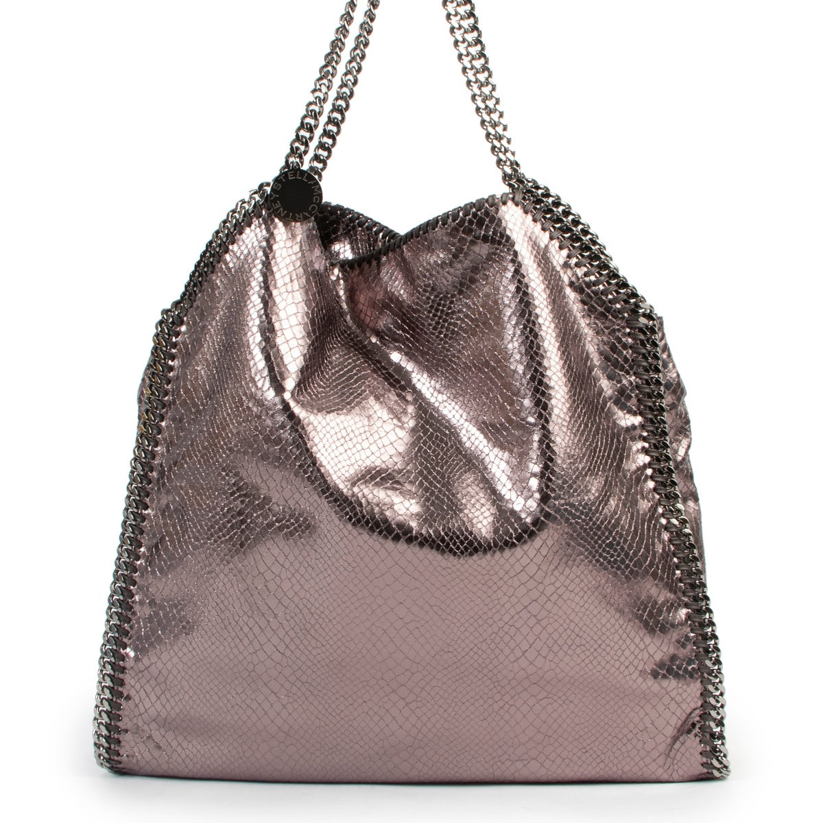 Stella McCartney Grey Metallic Faux-Python Falabella Bag