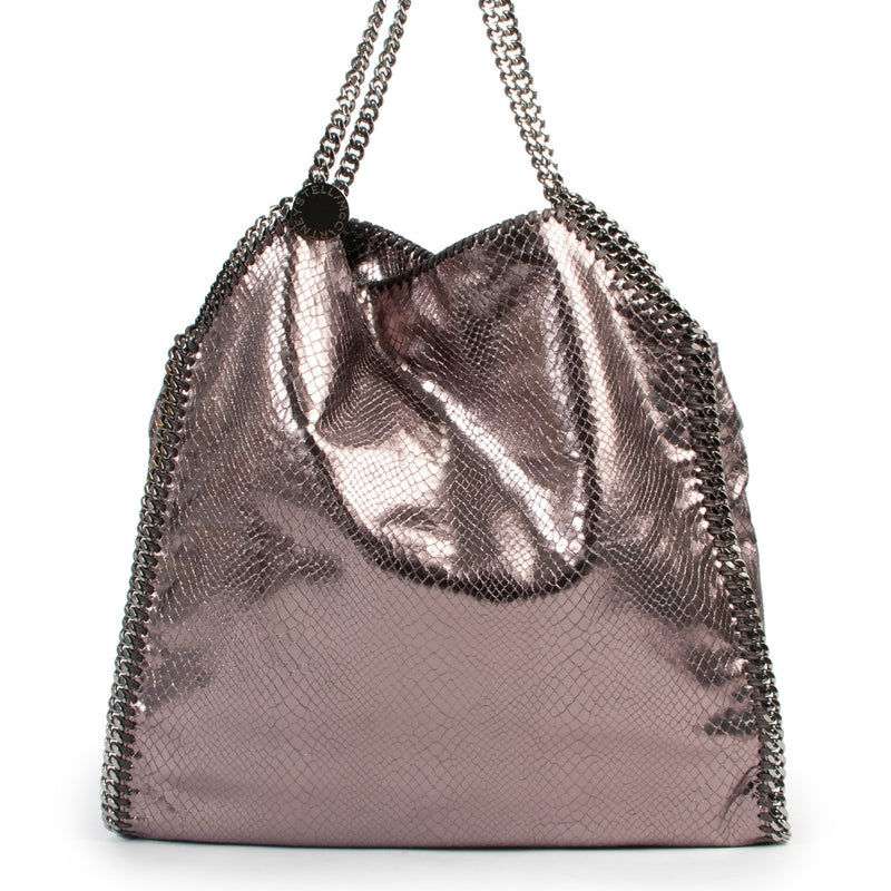 Stella McCartney Grey Metallic Faux-Python Falabella Bag