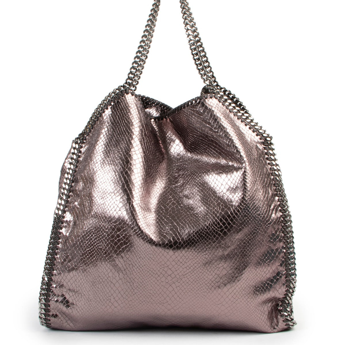Stella McCartney Grey Metallic Faux-Python Falabella Bag at Labellov
