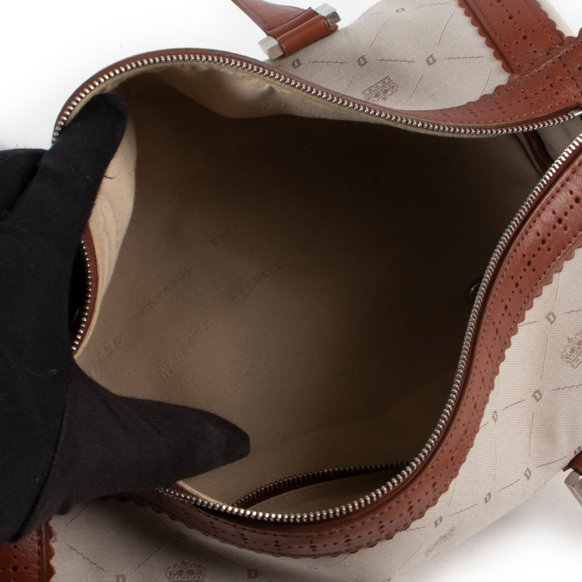 Backpack with brown beige canvas by Delvaux