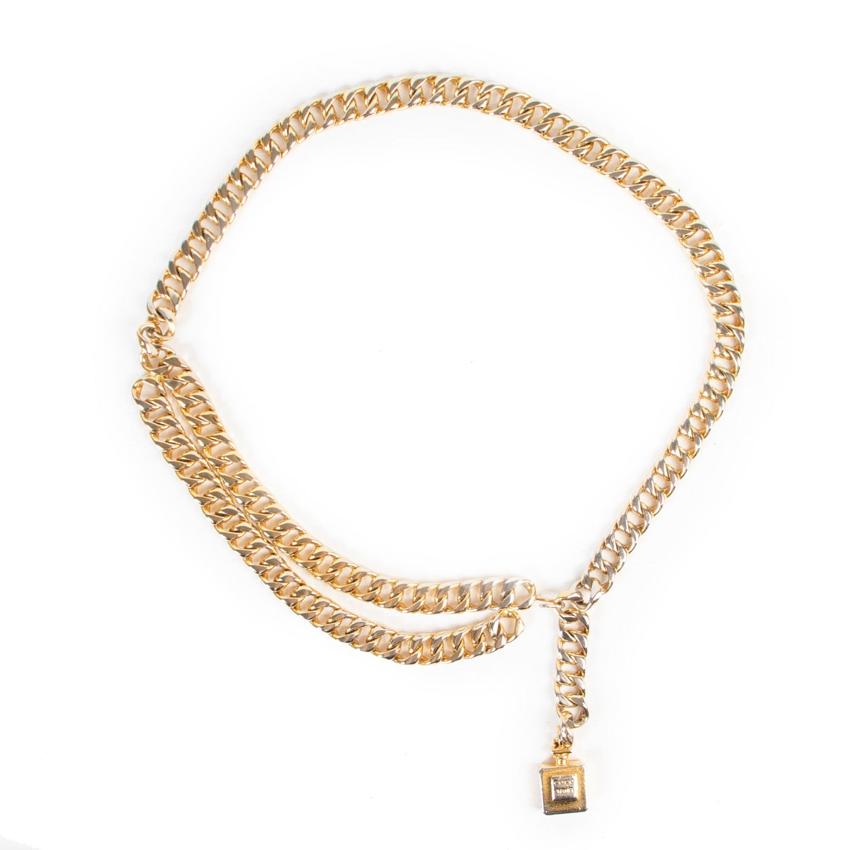 Chanel Vintage Gold Coco Chanel Perfume Bottle Link Chain Belt