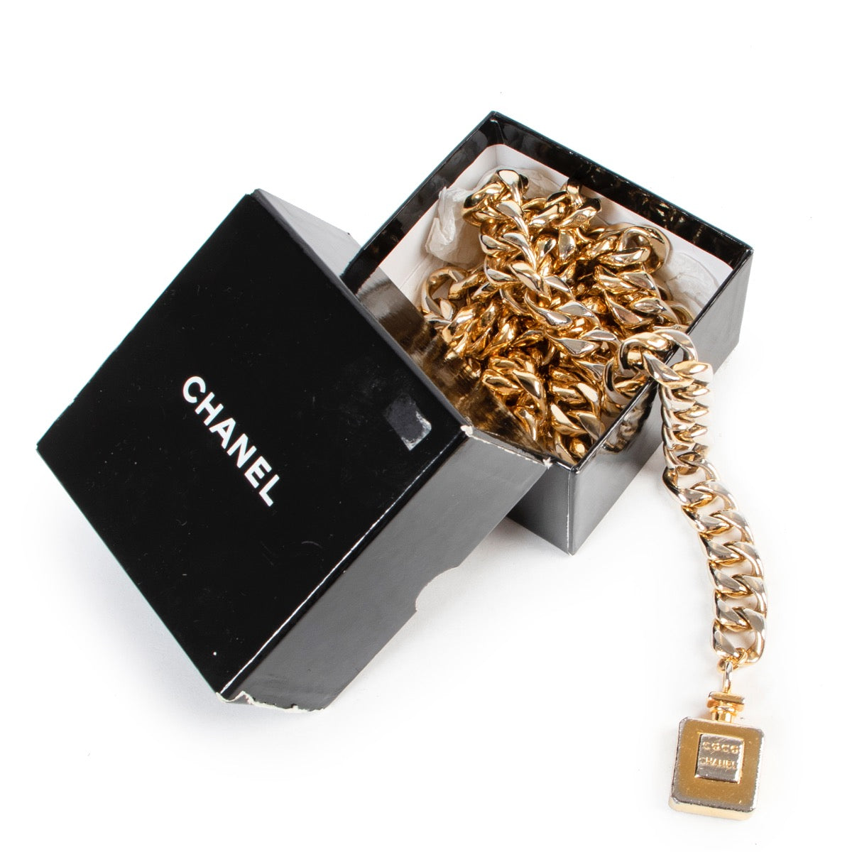 Chanel Vintage Gold Coco Chanel Perfume Bottle Link Chain Belt