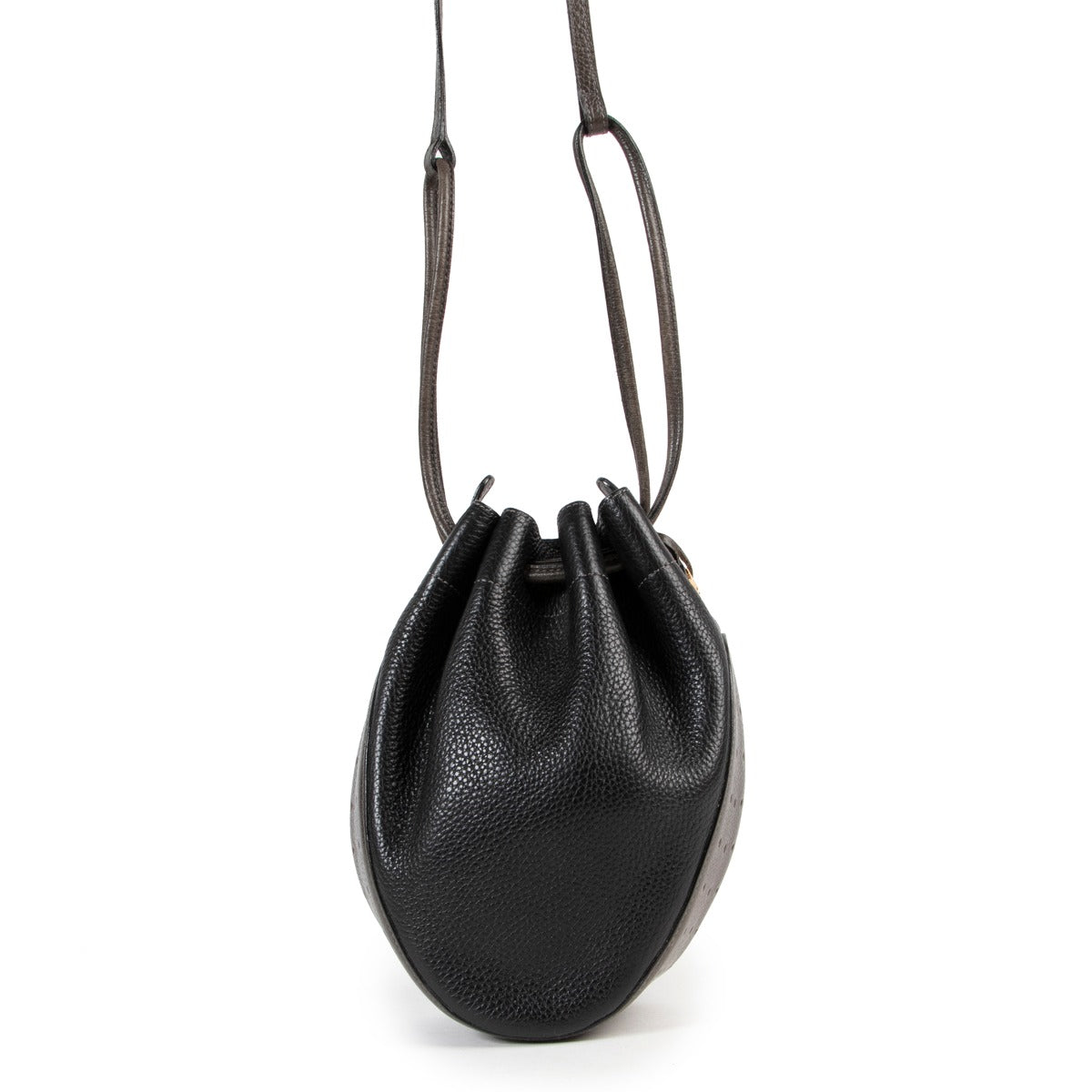 Vintage Delvaux Black Crossbody Bucket