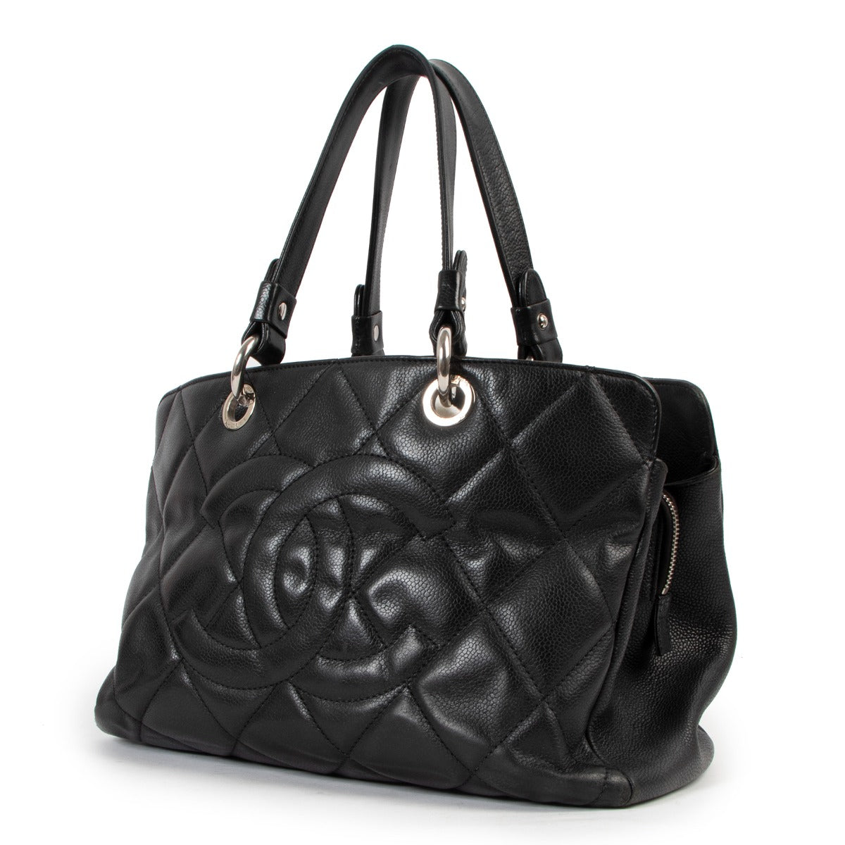 authentic second hand Chanel Timeless CC Black Shopping Tote Bag at Labellov
