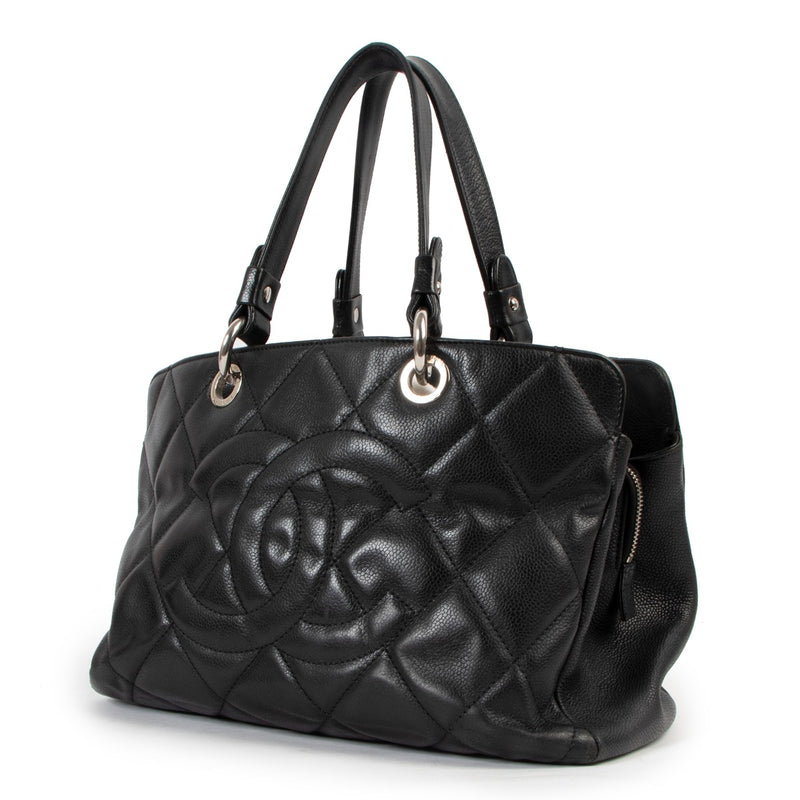 authentic second hand Chanel Timeless CC Black Shopping Tote Bag at Labellov