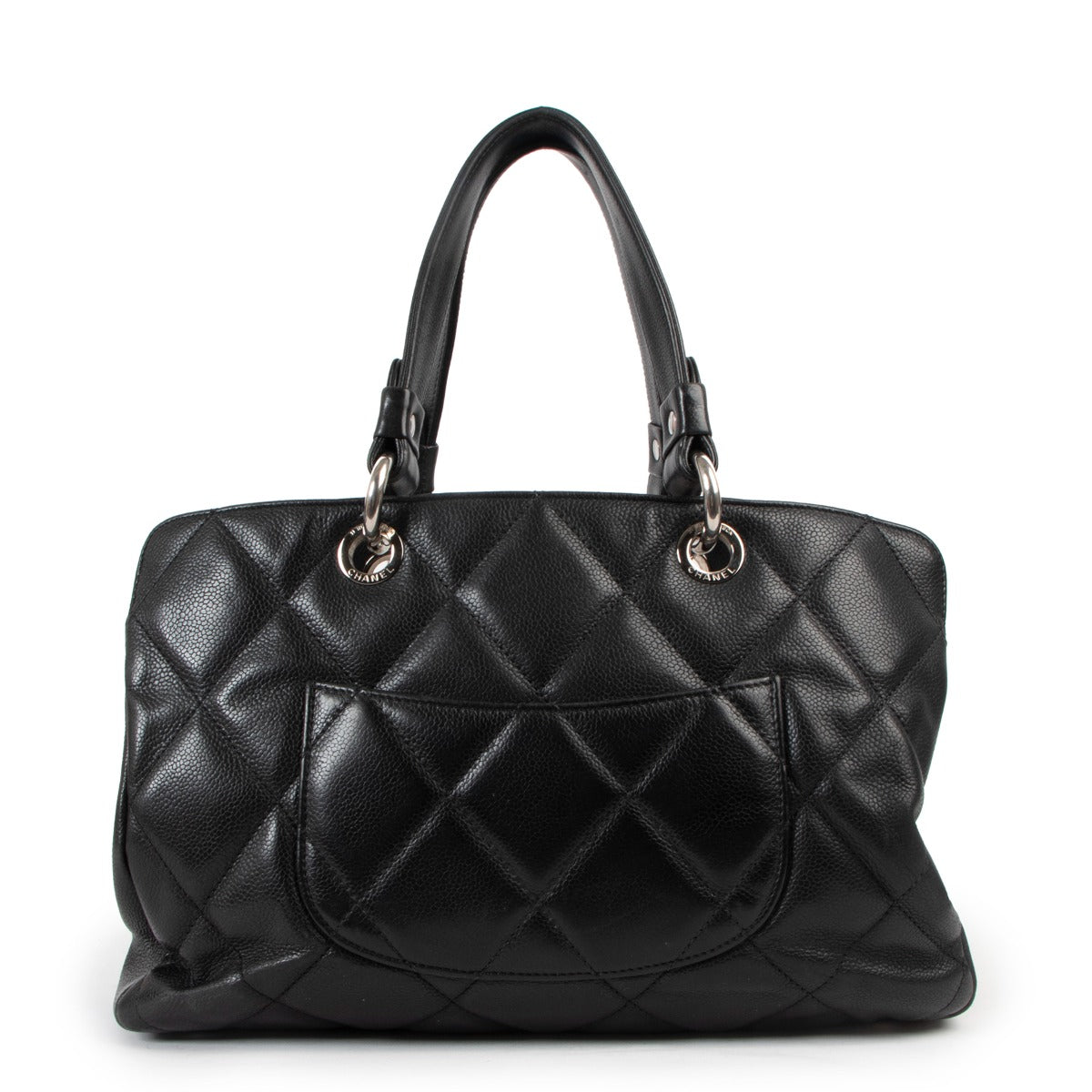 authentic second hand Chanel Timeless CC Black Shopping Tote Bag at Labellov