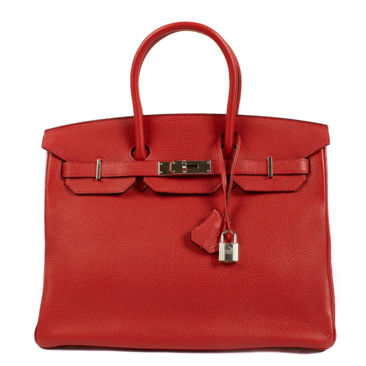 shop 100% authentic second hand Hermès Birkin 35 Rouge Casaque Clemence Taurillon PHW on Labellov.com