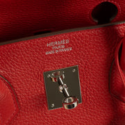 shop 100% authentic second hand Hermès Birkin 35 Rouge Casaque Clemence Taurillon PHW on Labellov.com