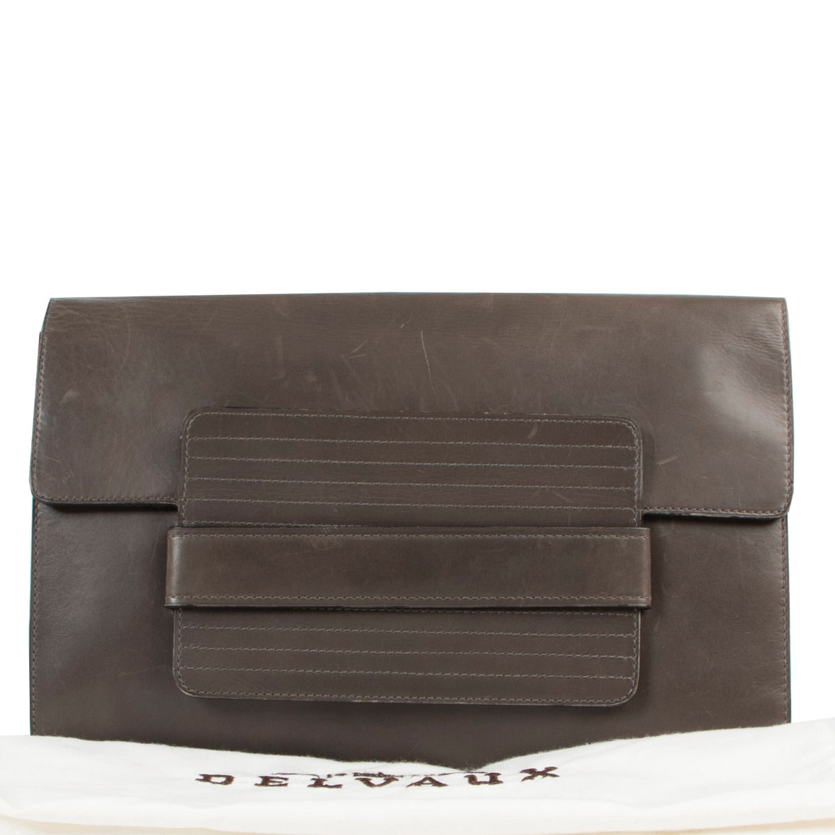 Shop safe online 100% authentic second hand Delvaux Grey Clutch in good preloved condition at Labellov Antwerp.