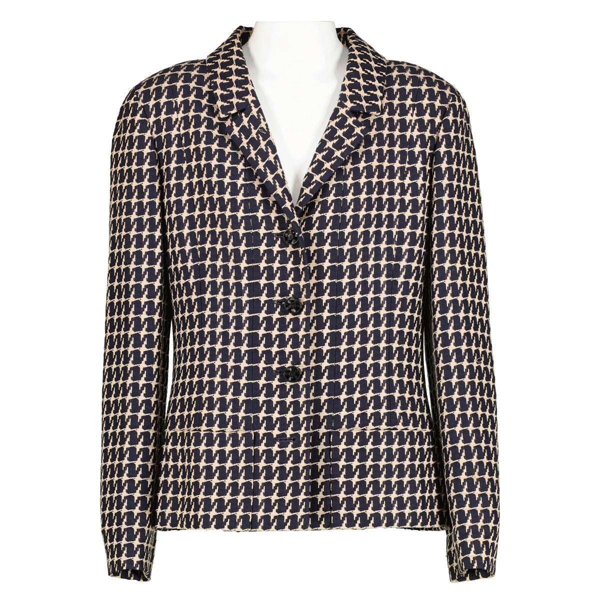 Chanel Spring 2001 Blue Houndstooth Blazer