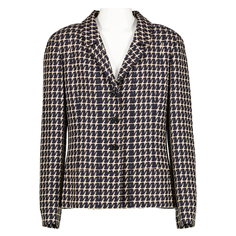 Chanel Spring 2001 Blue Houndstooth Blazer