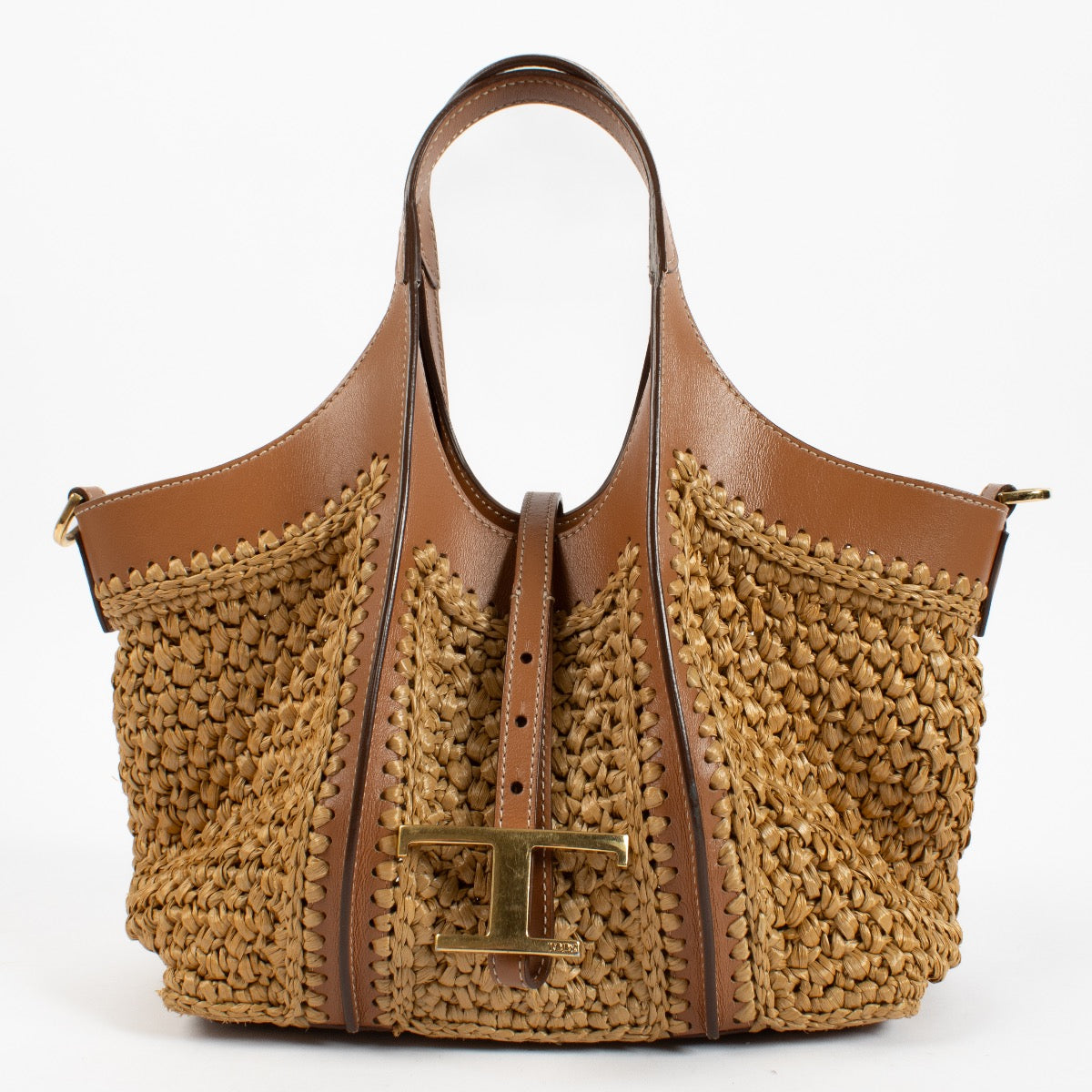 Tods Raffia T Timeless Bag