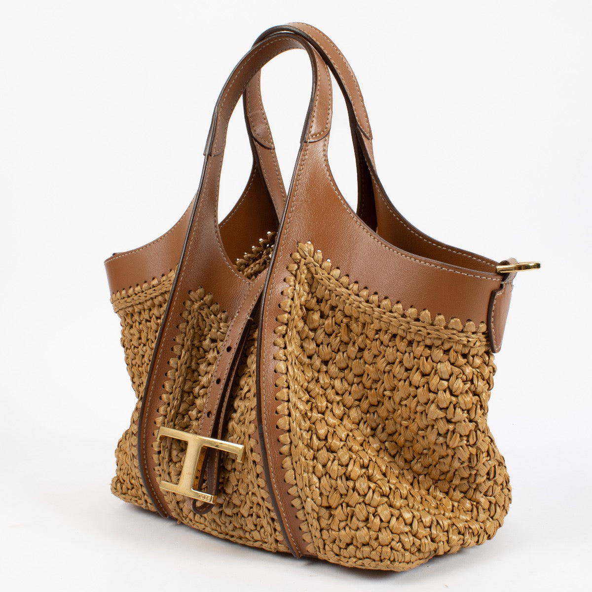 Tods Raffia T Timeless Bag