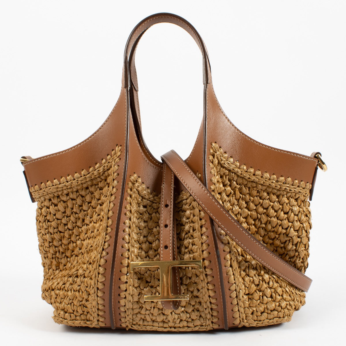 Tods Raffia T Timeless Bag