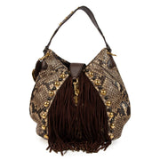 Gucci Brown Python Fringe Baboushka Hobo Bag