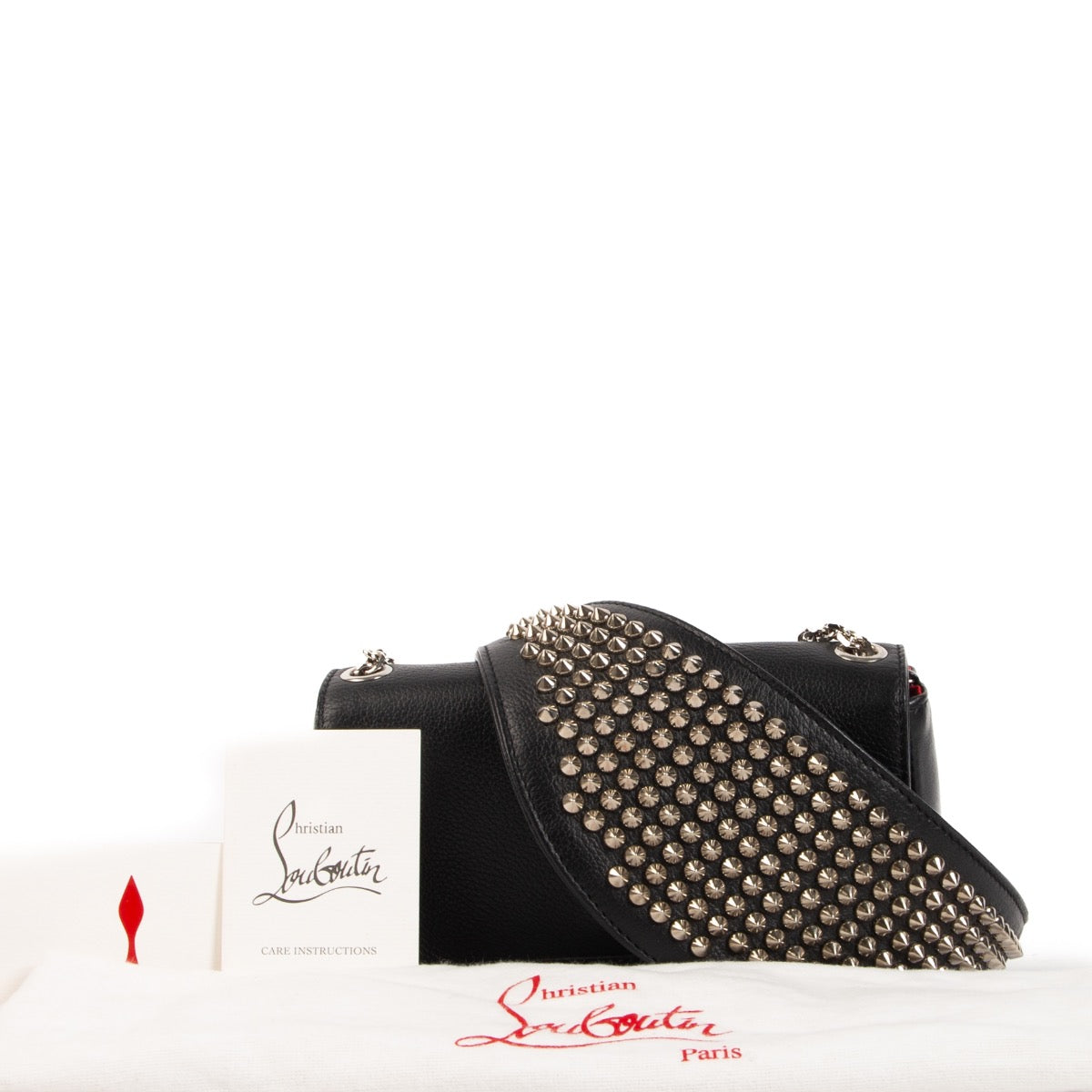 Christian Louboutin Black Leather Stud Small Shoulder Bag for the best price at Labellov secondhand luxury in Antwerp, Brussels, Knokke.