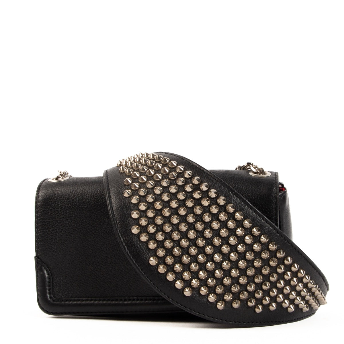 Christian Louboutin Black Leather Stud Small Shoulder Bag for the best price at Labellov secondhand luxury in Antwerp, Brussels, Knokke.