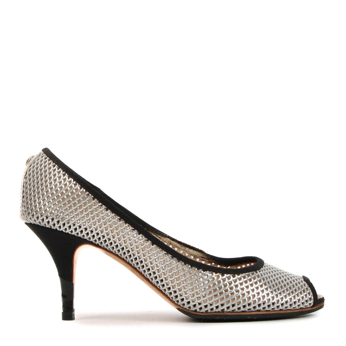 Giuseppe Zanotti Silver Mesh Open-toe Pumps