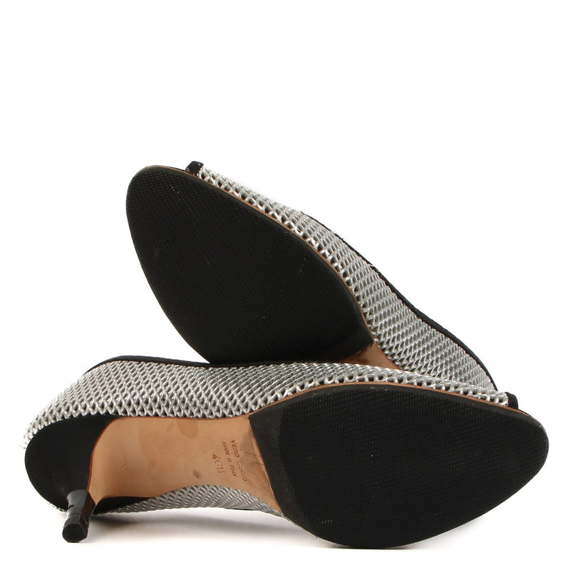 Giuseppe Zanotti Silver Mesh Open-toe Pumps - Size 40,5