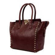 Shop 100% authentic second-hand Valentino Garavani Burgundy Rockstud Shopper Tote Bag on Labellov.com