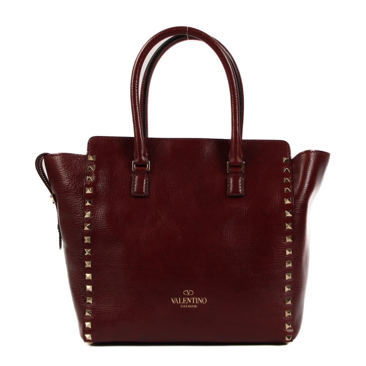 Shop 100% authentic second-hand Valentino Garavani Burgundy Rockstud Shopper Tote Bag on Labellov.com