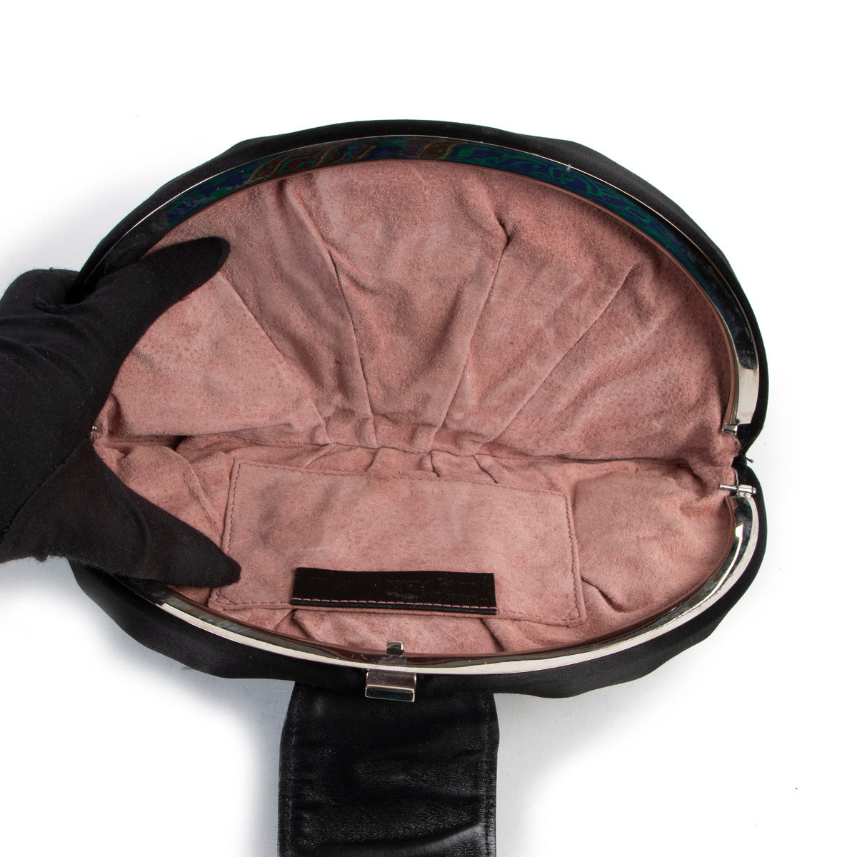 Alexander McQueen Black Satin Clutch
