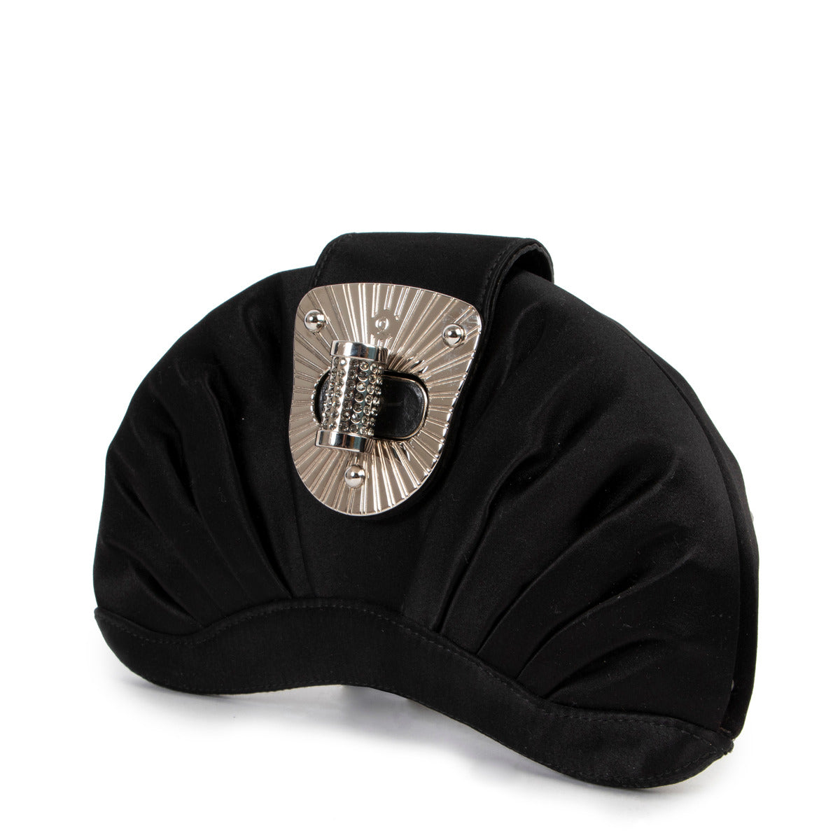 Alexander McQueen Black Satin Clutch