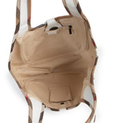 secondhand Burberry White Leather And Nova Check Trim Hobo Bag