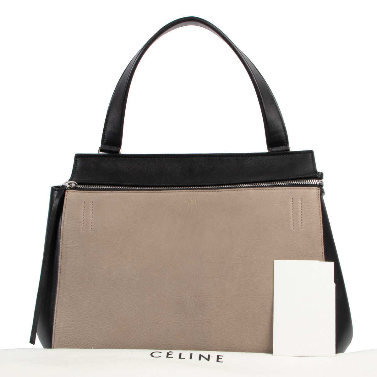 Celine Edge Taupe and Black Shoulder Bag now at Labellov 100% authentic