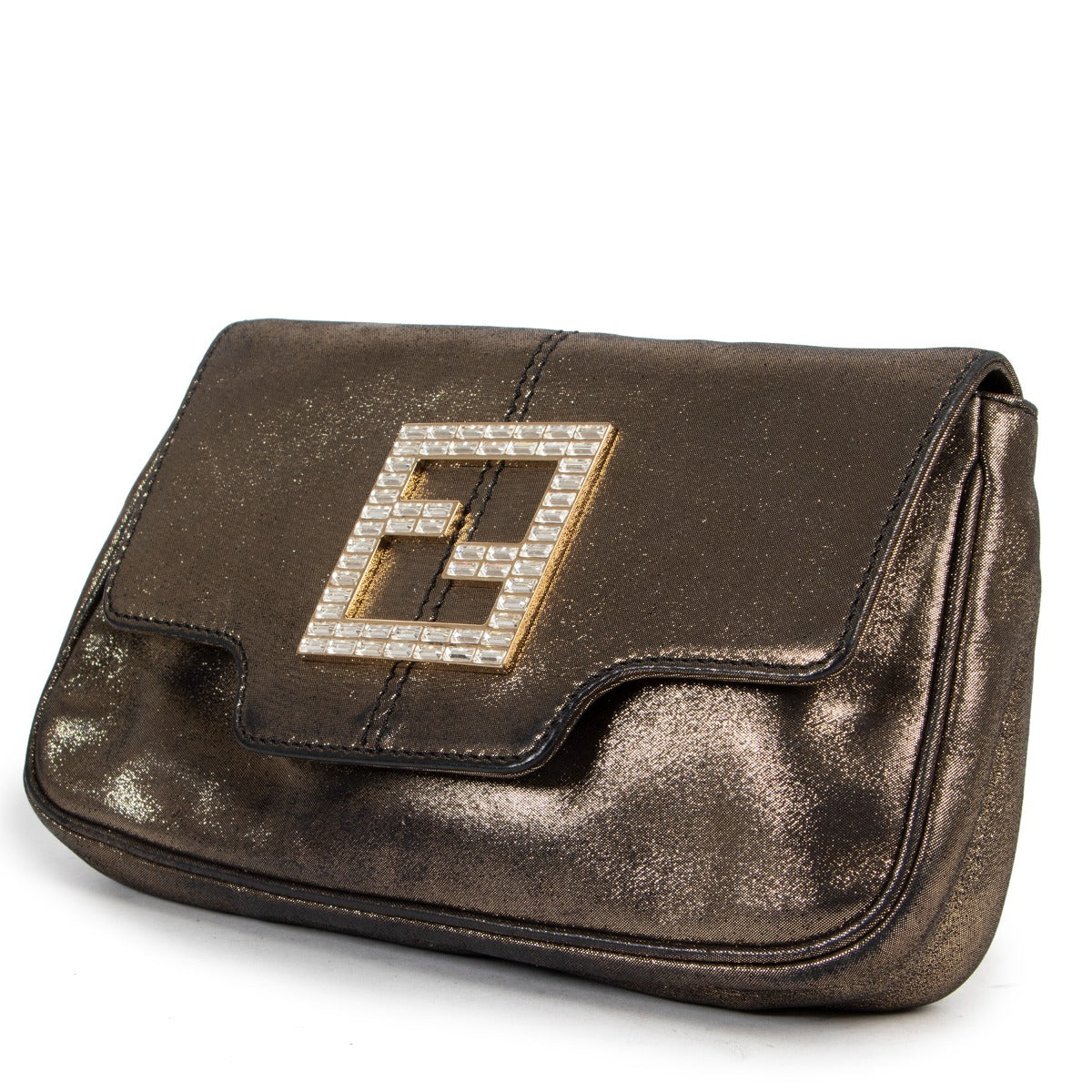 secondhand Fendi Gold Clutch 100% authentic . shop safe online authentic luxury brands.