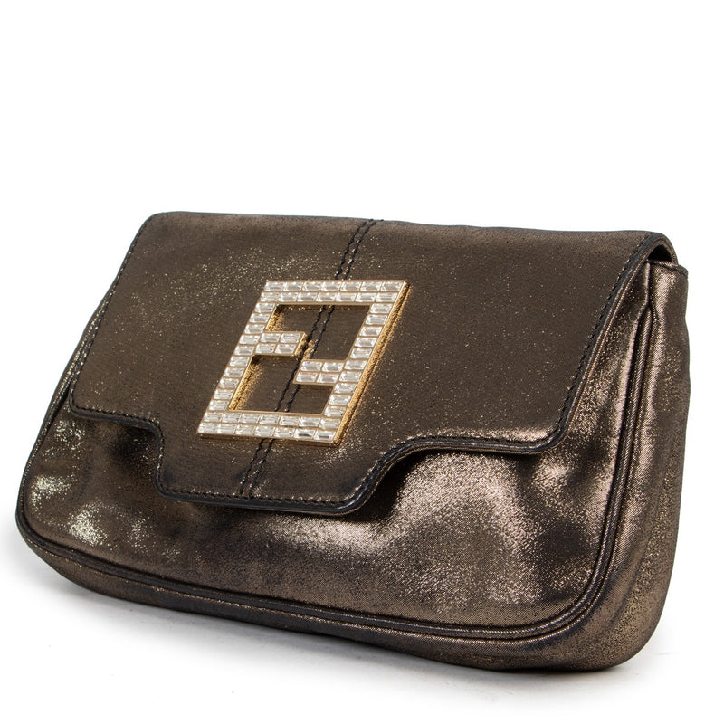 secondhand Fendi Gold Clutch 100% authentic . shop safe online authentic luxury brands.