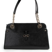 Salvatore Ferragamo Black Saffiano Gancini Shoulder Bag