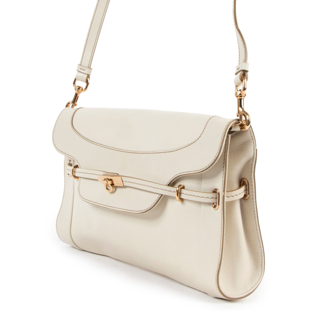 Salvatore Ferragamo Gancini White Leather Crossbody Bag