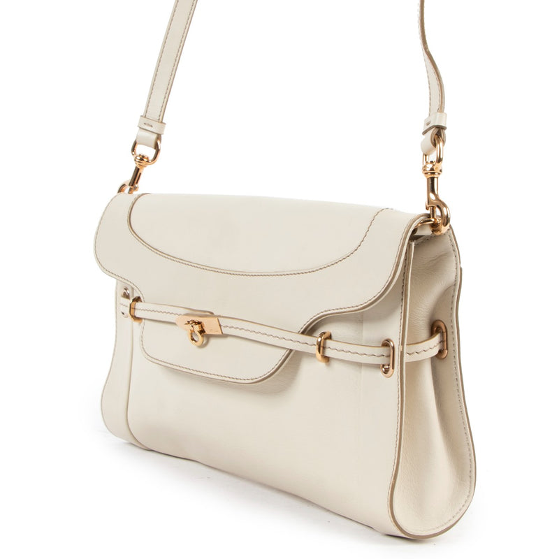 Salvatore Ferragamo Gancini White Leather Crossbody Bag